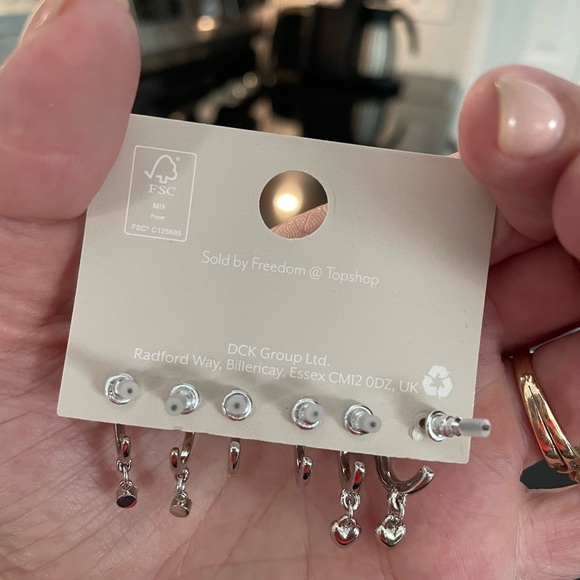 New Topshop hoop and dangle hoop silver and stone earrings - Picture 5 of 6